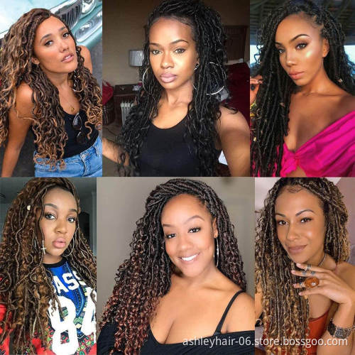 Julianna 18 inch Wholesa Synthetic Manufacturer Pre Looped Crochet Braid Hair Goddess Bohemian Faux River Locs Goddess Locs